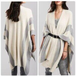 Anthropologie Saturday Sunday one size neutral striped knit poncho sweater